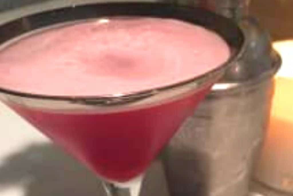 pink drink in martini glass
