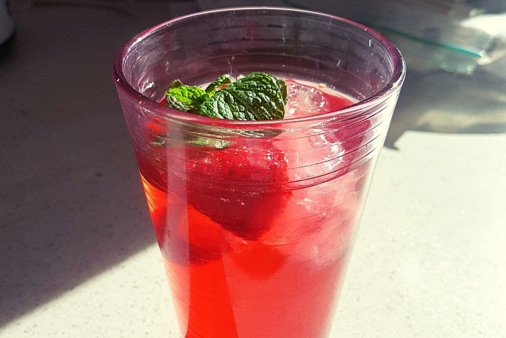 pink drink with mint