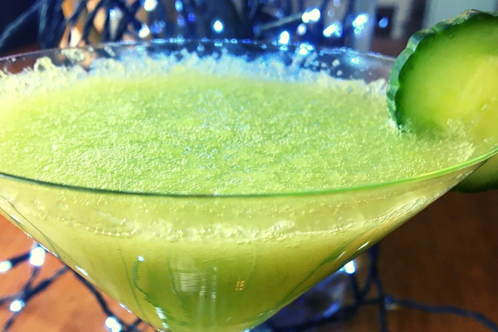 green drink in a martini glass