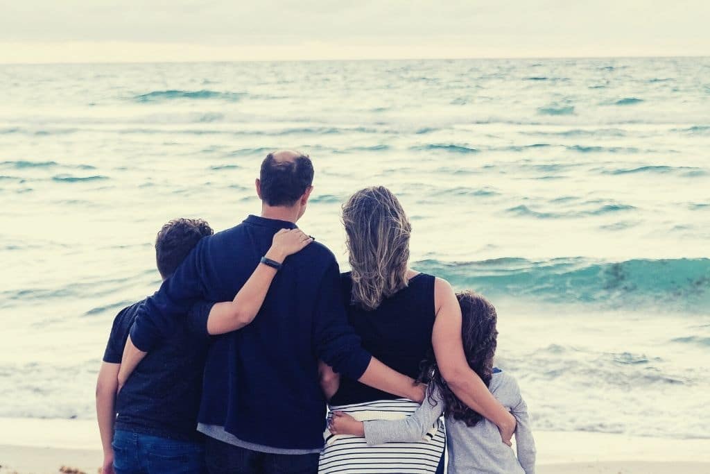 family at beach