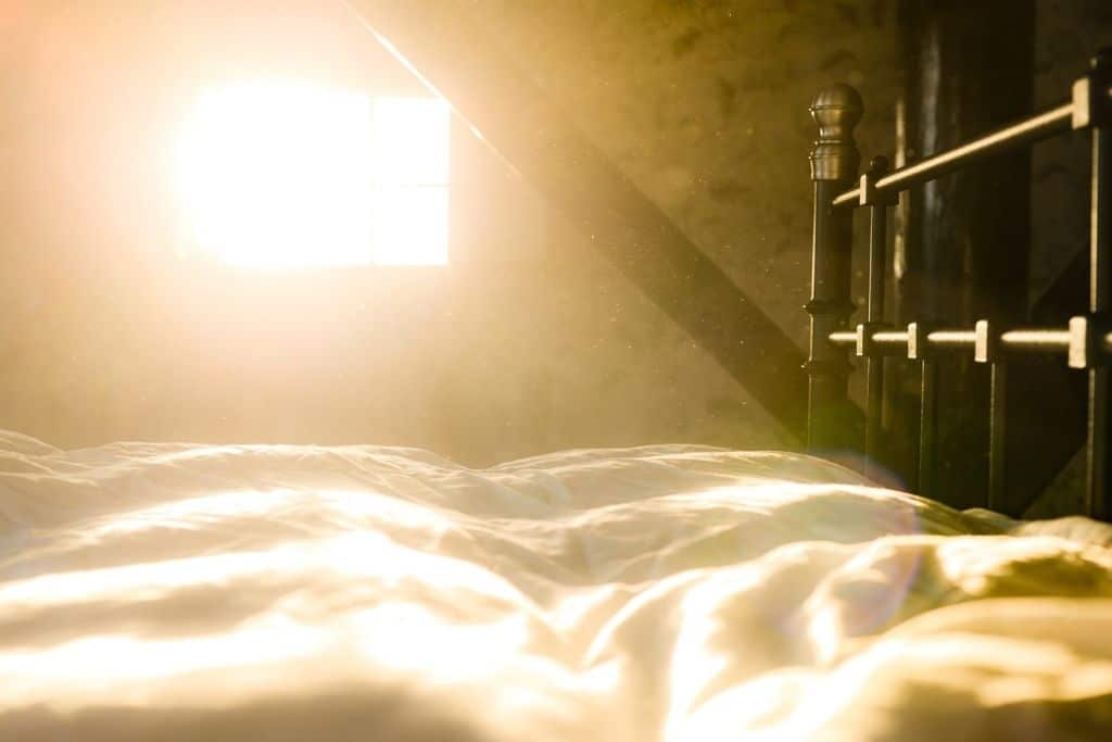cosy bed with morning sun