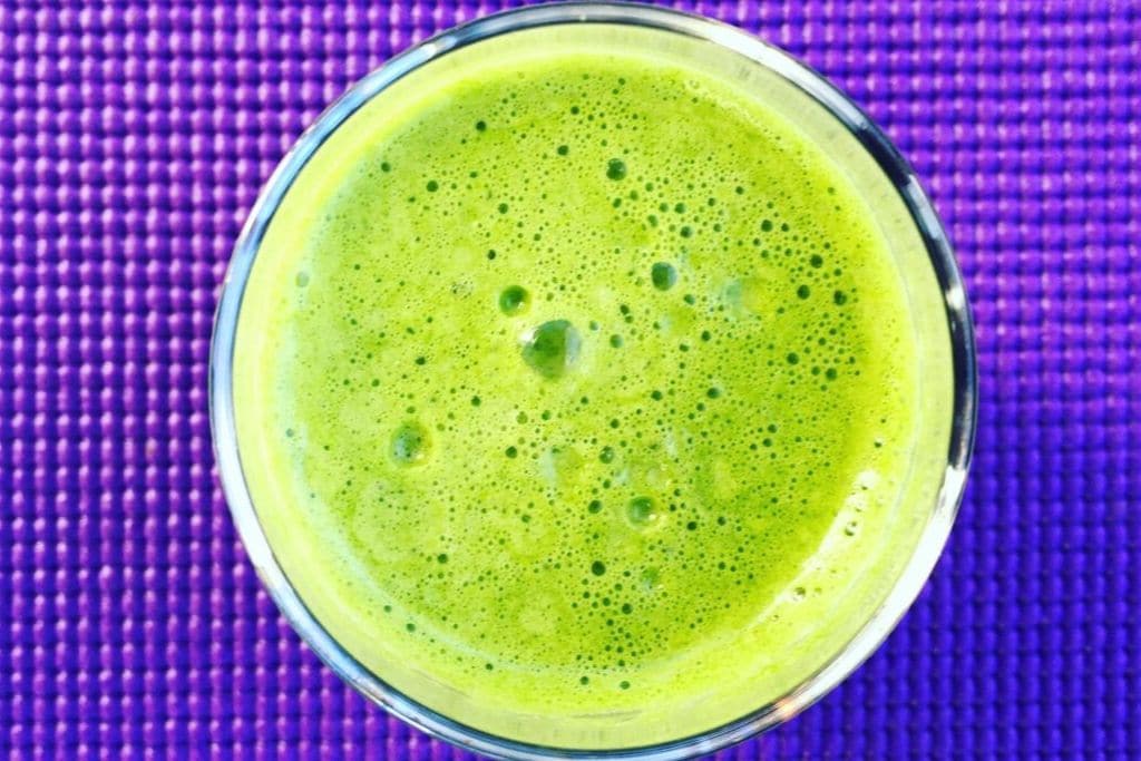 green juice on purple background