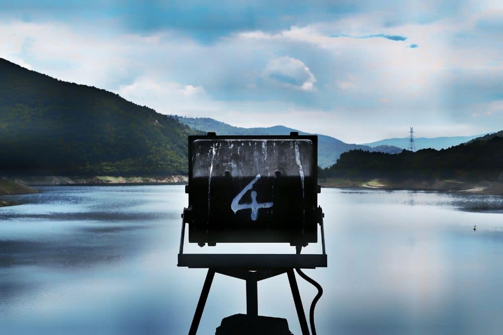 4 on a sign in a lake