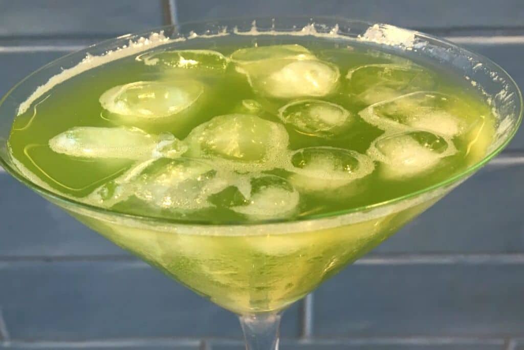 green drink in martini glass
