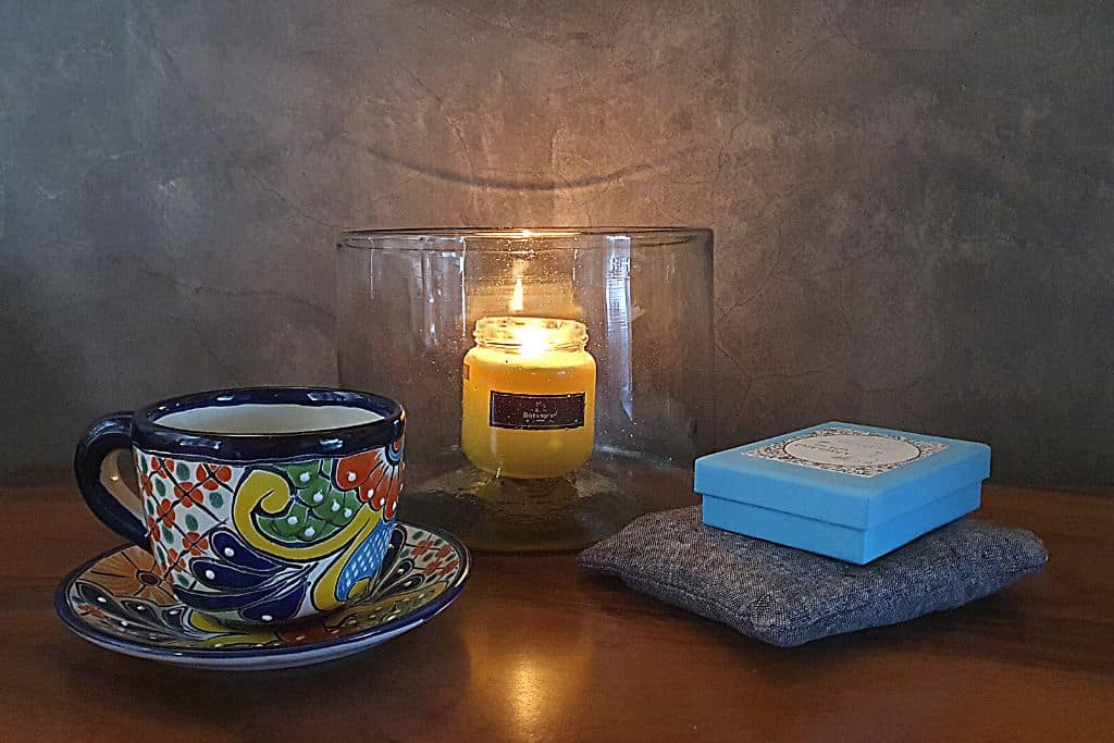 candle and mug